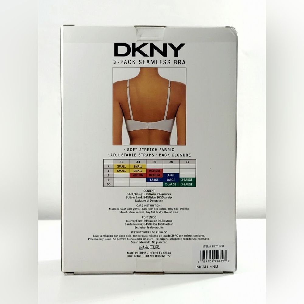 (Lot of 9) DKNY 2pk Seamless Bra Soft Stretch Back Close Adjustable Ink/Aluminum - Picture 7 of 9